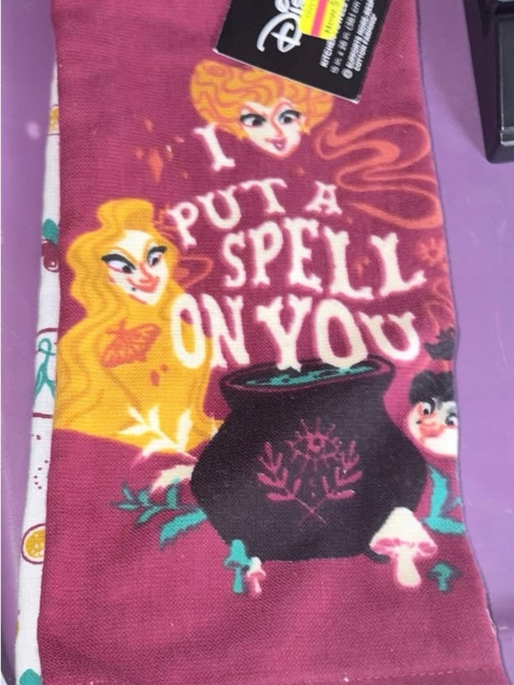 Disney Halloween Kitchen Towel - Purple, Yellow, Teal, Black